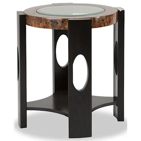 Contemporary Glass-Top Round End Table