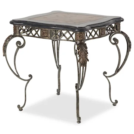 End Table with Decorative Metal Base