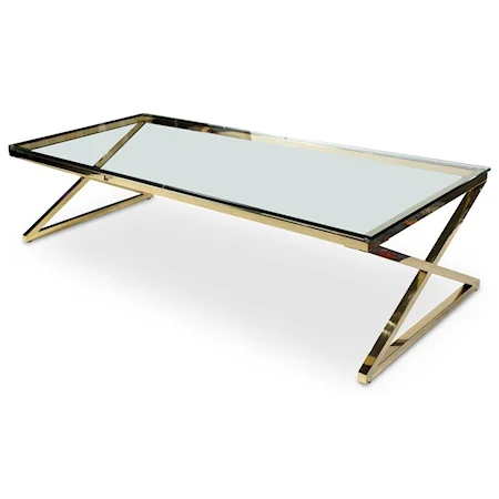 Contemporary Rectangular Cocktail Table with Brass Legs