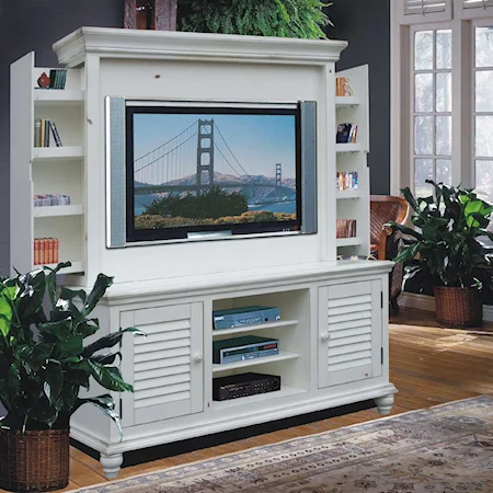 TV Console and Hutch with Hidden Media Storage