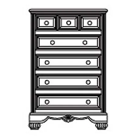 Five Drawer Chest with Fluted Bun Feet