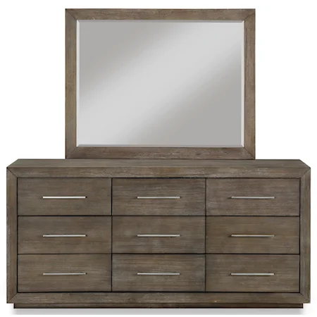 Contemporary 9-Drawer Dresser and Mirror Set