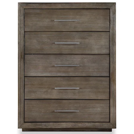 Contemporary 5-Drawer Chest with Felt Lined Top Drawer