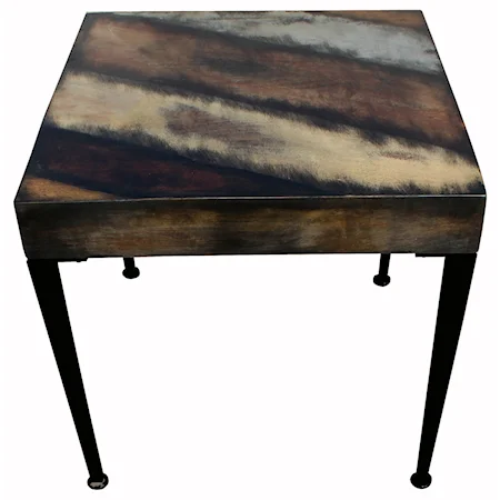 Side Table with Rustic Multi-Colored Top