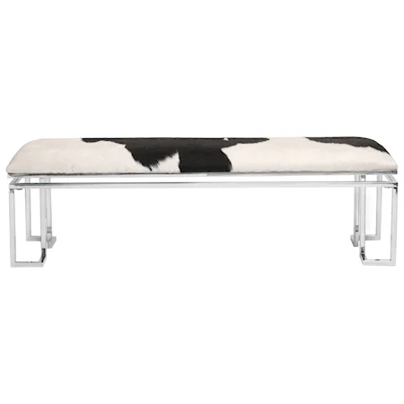 Cowhide Bench with Stainless Steel Base