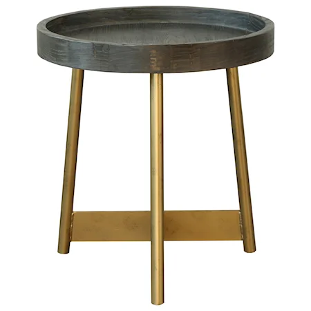 Tray Edge Side Table with Metal Base
