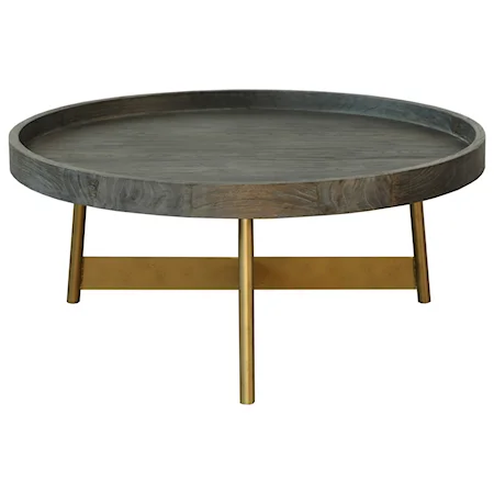 Tray Edge Coffee Table with Metal Base