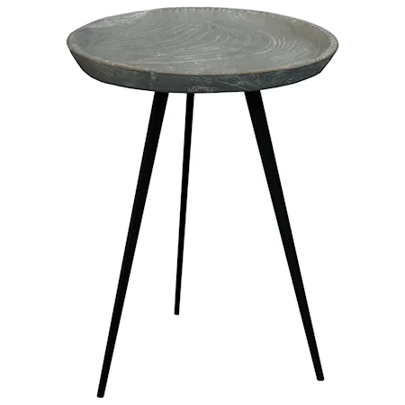 Contemporary Tall Accent Table with Solid Teak Top