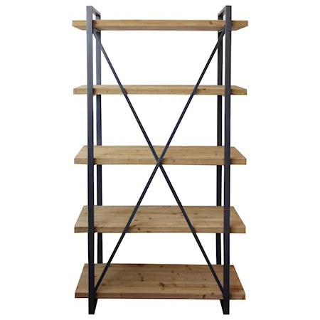 Industrial Wood and Metal 5 Shelf Bookshelf