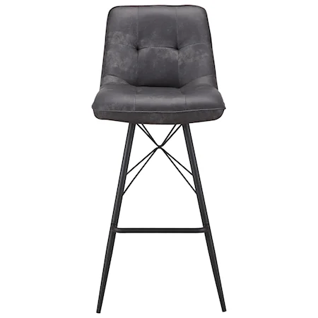 Contemporary Bar Stool with Upholstered Seat and Back