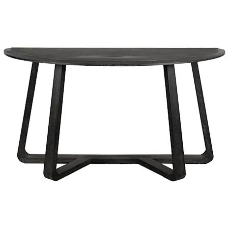 Contemporary Demilune Charcoal Black Console Table