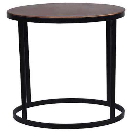 Industrial Oval Metal Accent Table