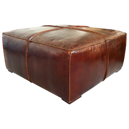 Transitional Brown Coffee Table in Top Grain Leather