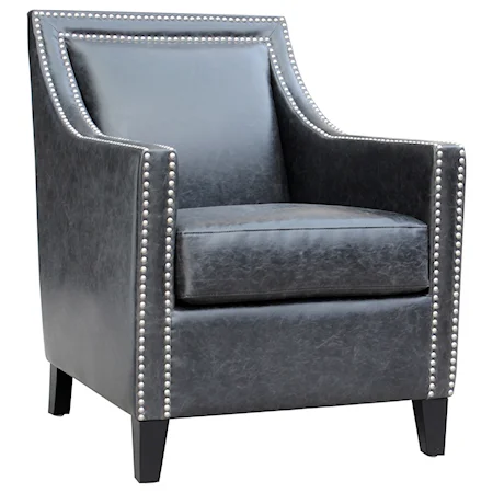 Transitional Black Club Chair with Nail Head Trim