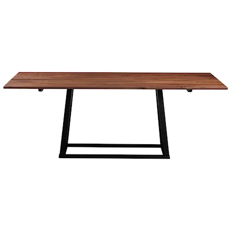 Industrial Dining Table with Solid Wood Top