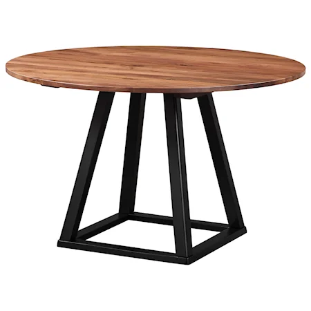 Industrial 48" Round Dining Table with Solid Wood Top