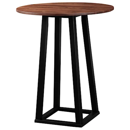 Industrial Bar Table with Solid Wood Top