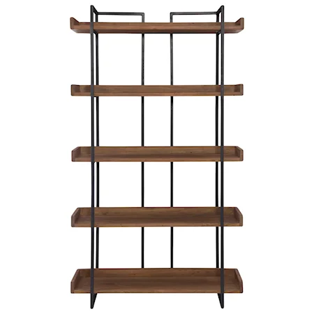 Industrial Small Bookshelf with Iron Frame