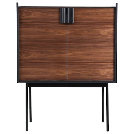 Contemporary Two Tone Bar Cabinet with Wine Bottle Storage