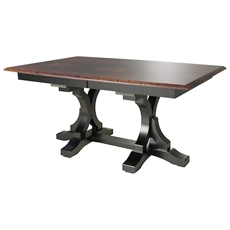 Customizable Solid Wood Double Pedestal Dining Table with Leaf Options
