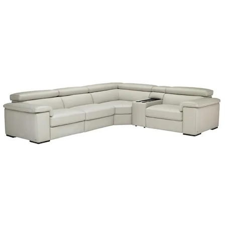 5 Piece Contemporary Power Reclining Sectional Sofa with Console