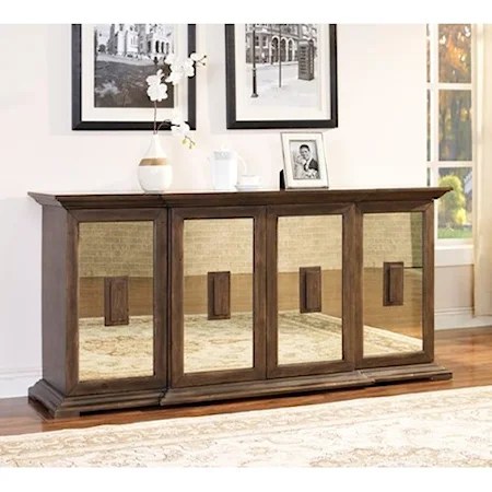 Mirrored 4 Door Credenza