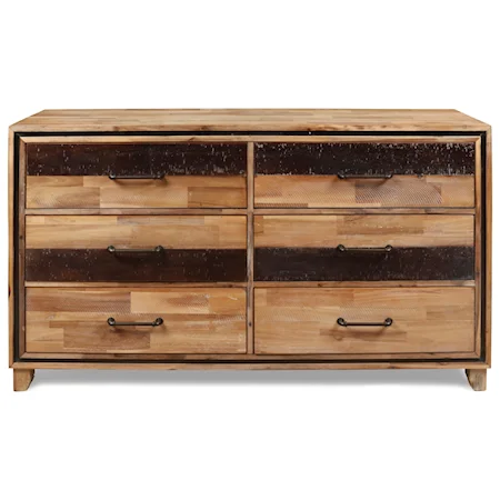 Rustic 6-Drawer Dresser with Cedar-Lined Bottom Drawers