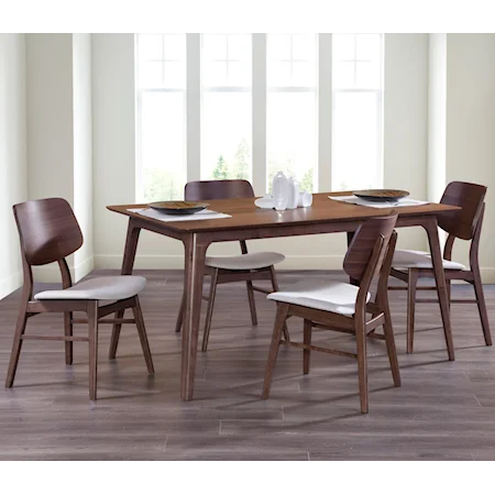 5-Piece Mid Century Modern Dining Set with 60" Rectangle Table