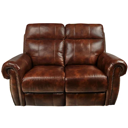 Traditional Power Reclining Loveseat with Power Footrest and Nail Head Trim