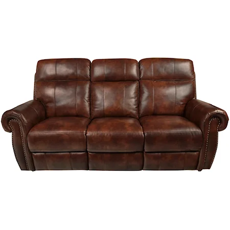 Traditional Power Reclining Sofa with Power Footrest and Nail Head Trim