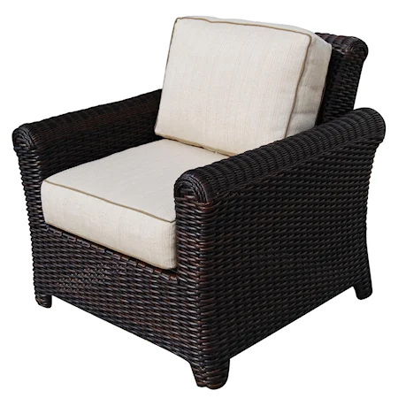 Rolled Arm Lounge Chair w/ Cushion