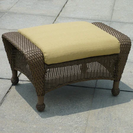 Cocoa Woven Outdoor Ottoman w/ Cushion