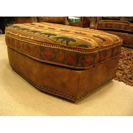 Leather Ottoman w/ nailheads