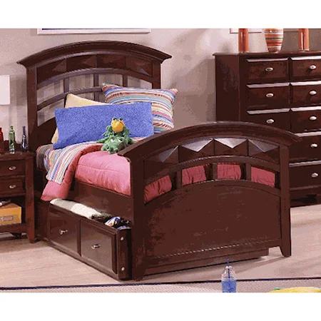 Arched Twin Panel Bed With Pyramid Shaped Detail