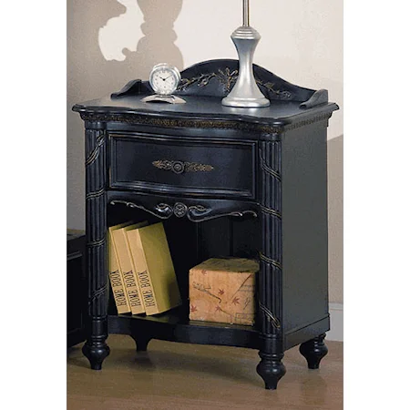 One Drawer Night Stand Carved & Painted