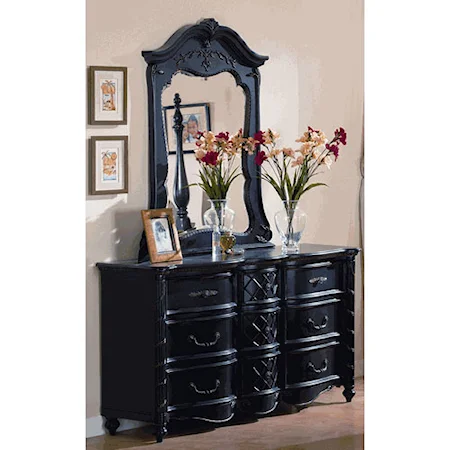 Nine Drawer Triple Dresser & Panel Mirror