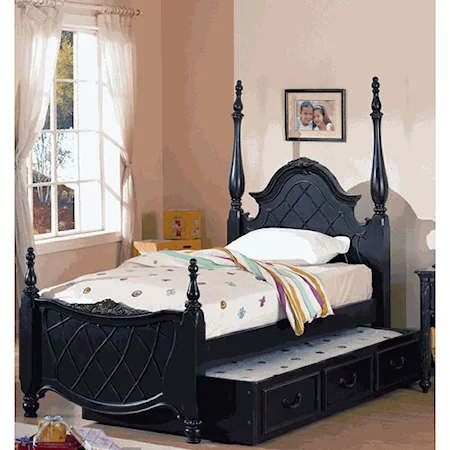 Twin Size 3/3 Panel Painted Poster Bed