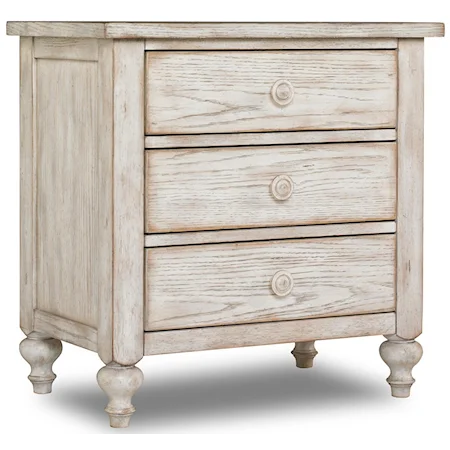 Three-Drawer Nightstand with Turned Feet & Textured Knobs