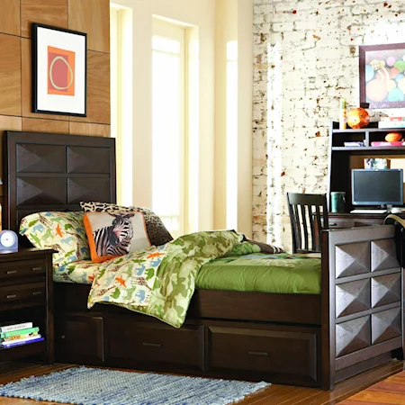 Youth Twin Panel Bed With Trundle Storage