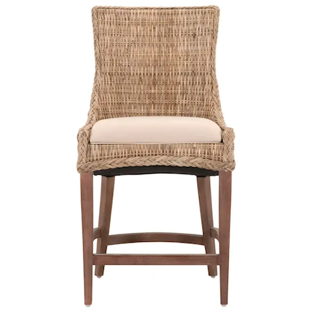 Greco Woven Counter Stool with Upholstered Seat