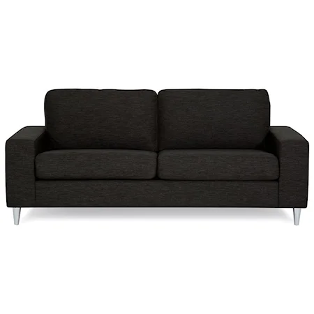Contemporary Loveseat with Wide Track Arms and High Legs