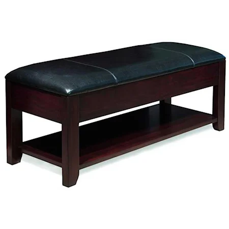 Leather Upholstered Bench with Lower Shelf