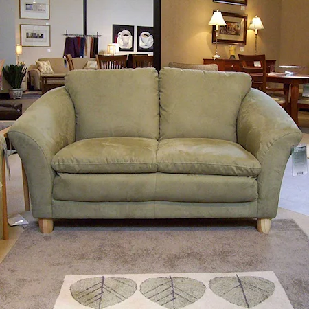 Contemporary Loveseat in Celery Fabric