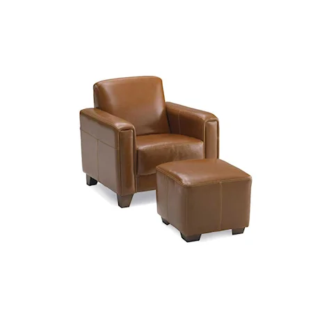 Leather Upholstered Chair and Ottoman