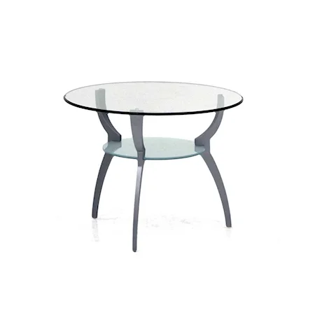28" Round Glass-Top End Table