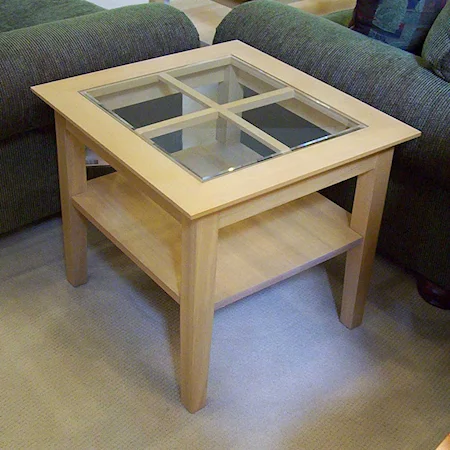 25" Square Glass Insert End Table