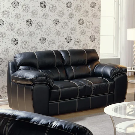 Plush Leather Love Seat