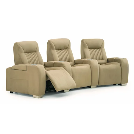 Contemporary Power 3-Piece Theater Seating with Cupholders