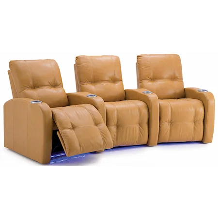 Transitional 3-Person Manual Theater Seating with Tufting