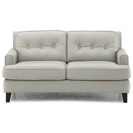 Transitional Stationary Loveseat with Tapered Wood Legs